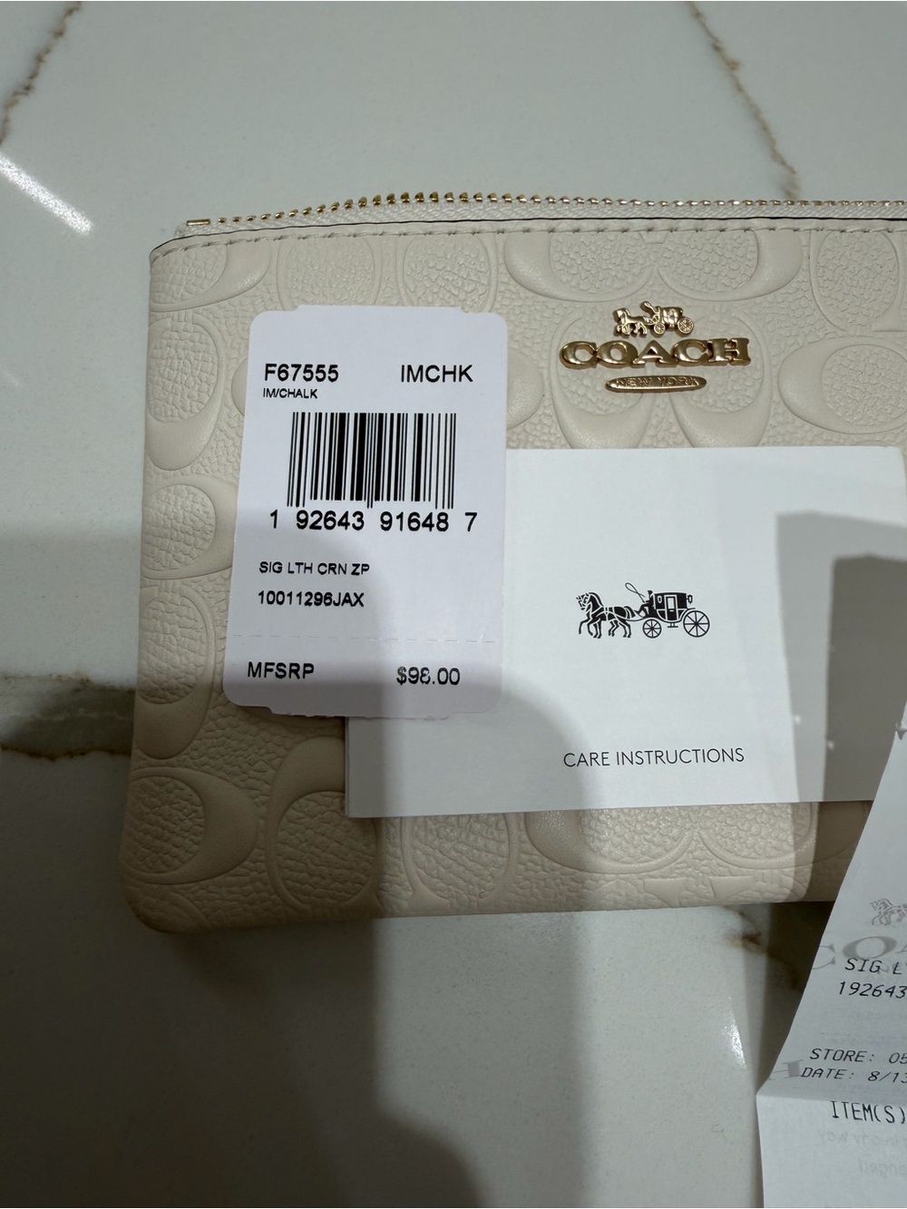NWT Coach Corner Zip Wristlet - White - Picture 9 of 12